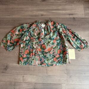 NWT Trovata Orly Blouse in Tranquil Mist - size small